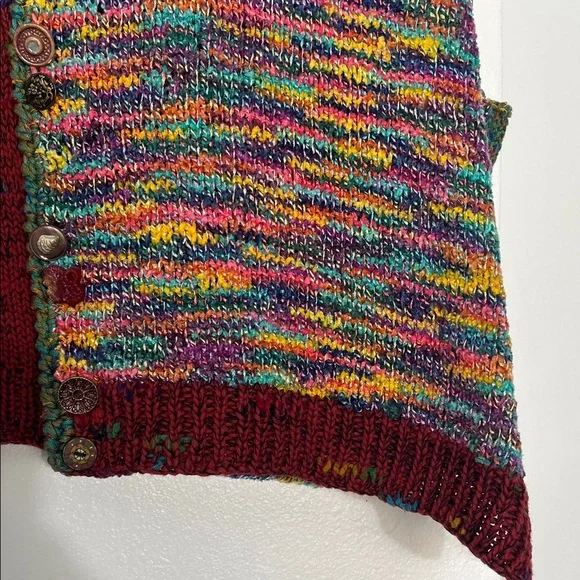 Hand Crafted Multicolor Knit Women's Cardigan Vest - Picture 5 of 12